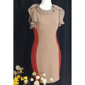 Esley color block sleeveless ruffle collar dress